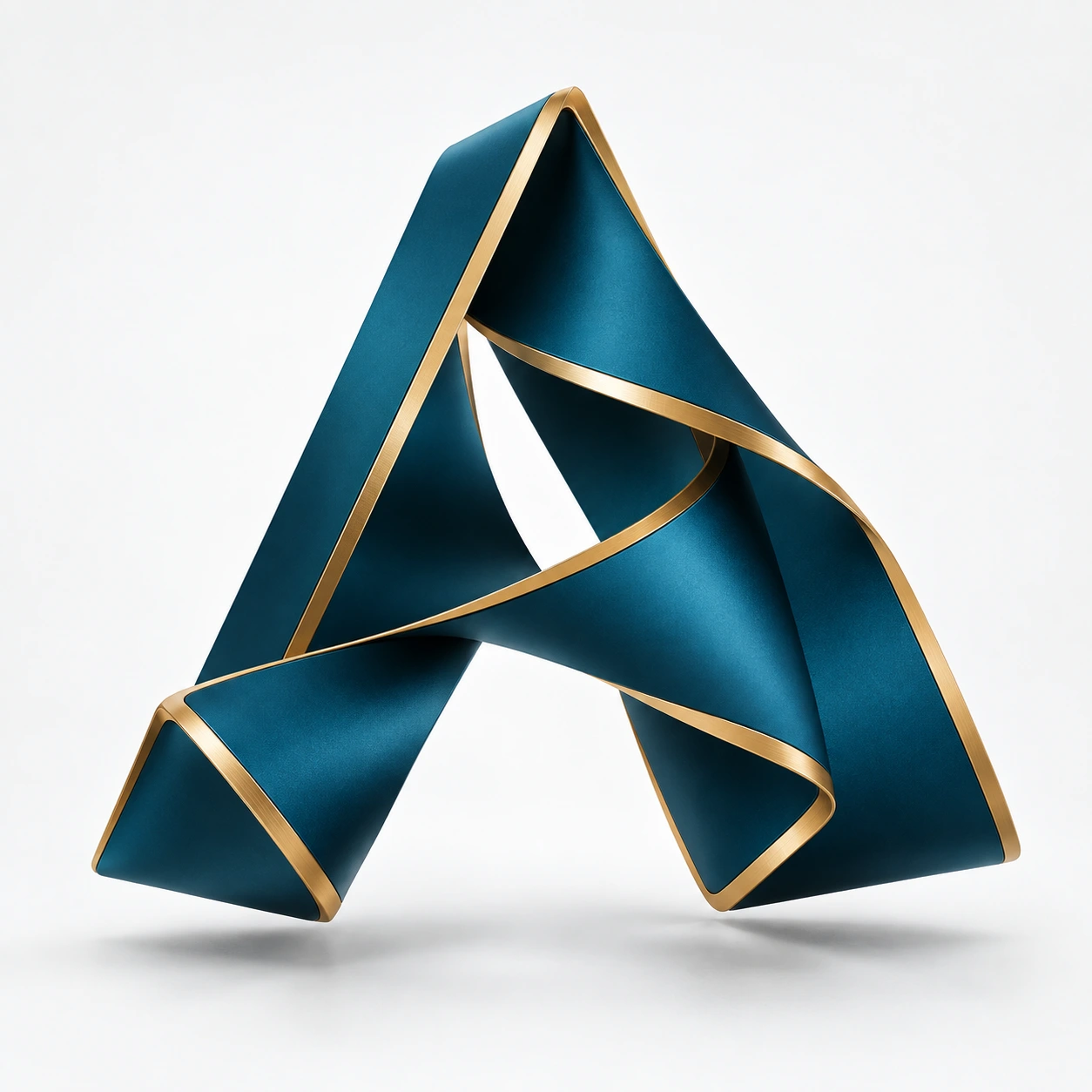 A sculptural blue and gold A representing Awtad’s creative foundation